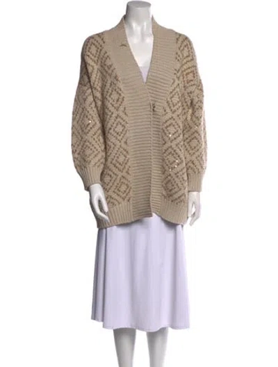 Pre-owned Brunello Cucinelli Virgin Wool Printed Sweater In Brown