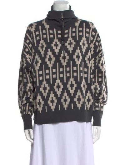 Pre-owned Brunello Cucinelli Virgin Wool Printed Sweater In Gray