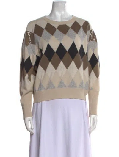 Pre-owned Brunello Cucinelli Virgin Wool Printed Sweater In Neutral