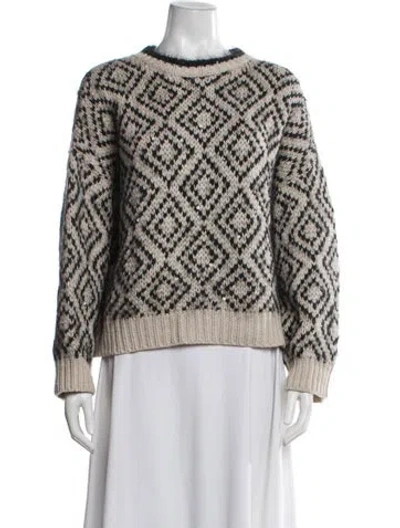 Pre-owned Brunello Cucinelli Virgin Wool Printed Sweater In Neutral