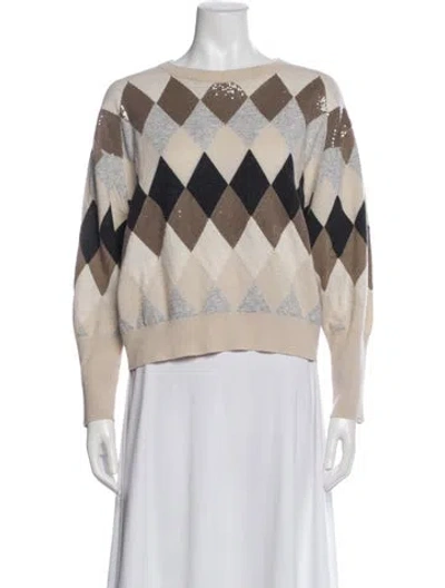 Pre-owned Brunello Cucinelli Virgin Wool Printed Sweater In Neutral