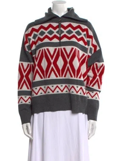 Pre-owned Brunello Cucinelli Virgin Wool Printed Sweater In Red