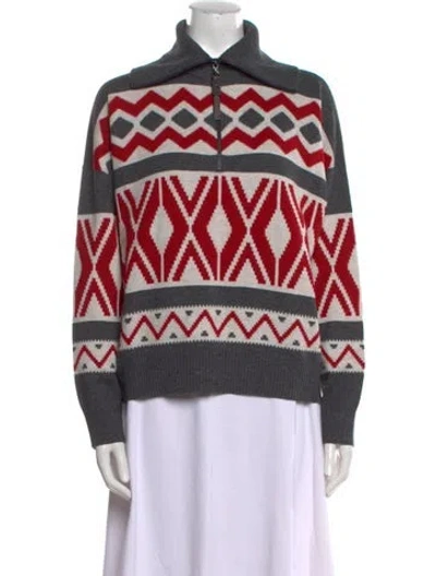 Pre-owned Brunello Cucinelli Virgin Wool Printed Sweater In Red