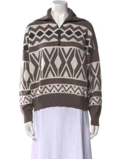 Pre-owned Brunello Cucinelli Virgin Wool Printed Sweater W/ Tags In Brown