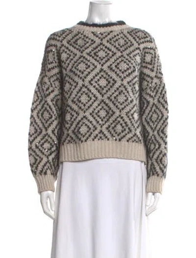 Pre-owned Brunello Cucinelli Virgin Wool Printed Sweater W/ Tags In Neutral