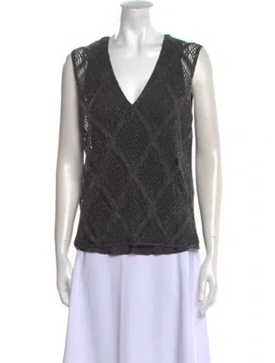 Pre-owned Brunello Cucinelli Virgin Wool Printed Top In Gray