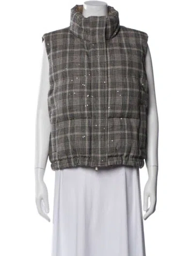 Pre-owned Brunello Cucinelli Virgin Wool Printed Vest In Gray