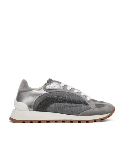 Brunello Cucinelli Virgin Wool Runner Sneakers In Grey