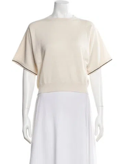 Pre-owned Brunello Cucinelli Virgin Wool Scoop Neck Sweater In Neutral