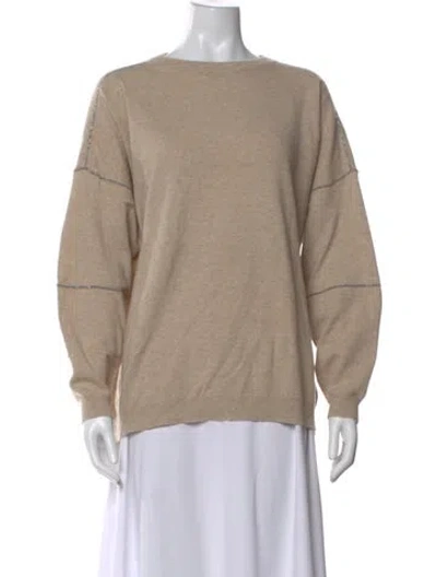 Pre-owned Brunello Cucinelli Virgin Wool Scoop Neck Sweater In Neutral