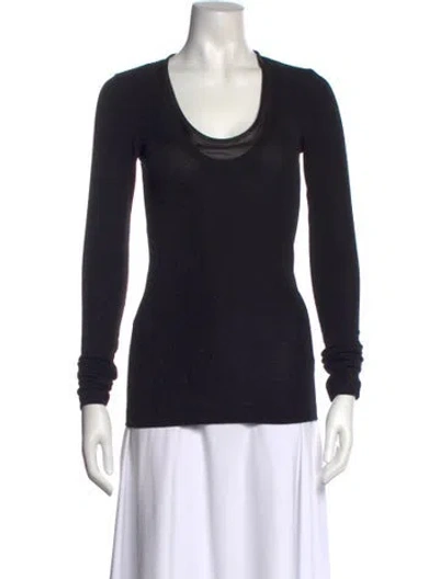 Pre-owned Brunello Cucinelli Virgin Wool Scoop Neck Top In Black