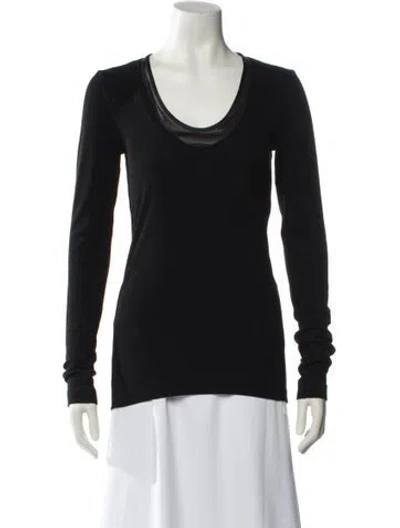 Pre-owned Brunello Cucinelli Virgin Wool Scoop Neck Top In Black