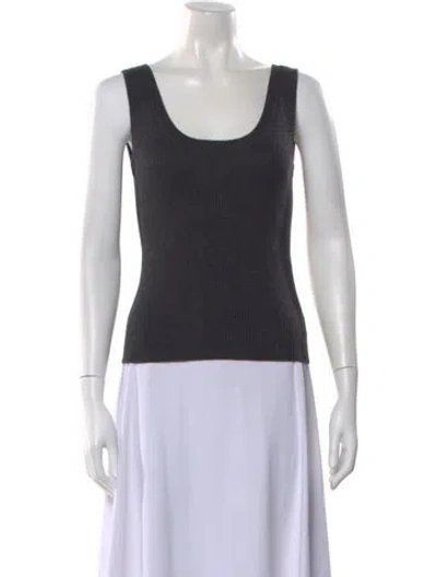 Pre-owned Brunello Cucinelli Virgin Wool Scoop Neck Top In Gray