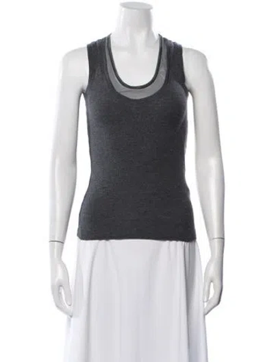 Pre-owned Brunello Cucinelli Virgin Wool Scoop Neck Top In Gray