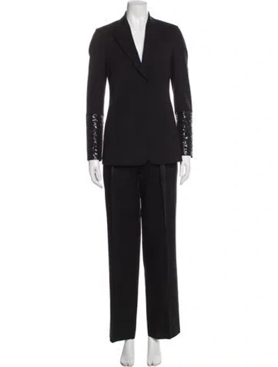 Pre-owned Brunello Cucinelli Virgin Wool Sequin Embellishments Pant Set In Black