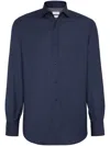 Brunello Cucinelli Virgin-wool Shirt In Blue