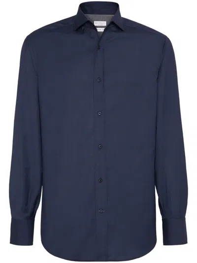 Brunello Cucinelli Virgin-wool Shirt In Blue