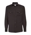Brunello Cucinelli Man Shirt Deep Purple Size Xl Cotton In Brown