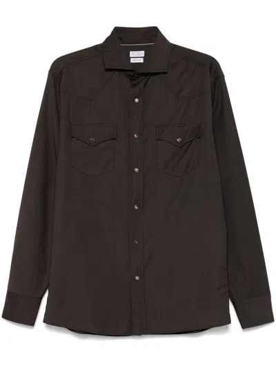 Brunello Cucinelli Virgin Wool Shirt In Grey