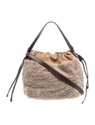 Pre-owned Brunello Cucinelli Virgin Wool Shoulder Bag In Neutrals