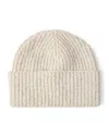 Brunello Cucinelli Virgin Wool-silk-cashmere Ribbed Beanie In White