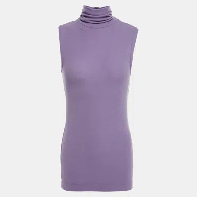 Pre-owned Brunello Cucinelli Virgin Wool Sleeveless Top M In Purple