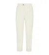 Brunello Cucinelli Virgin Wool Stripe Leisure Trousers In White