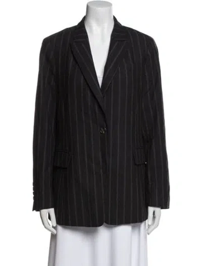 Pre-owned Brunello Cucinelli Virgin Wool Striped Blazer In Black