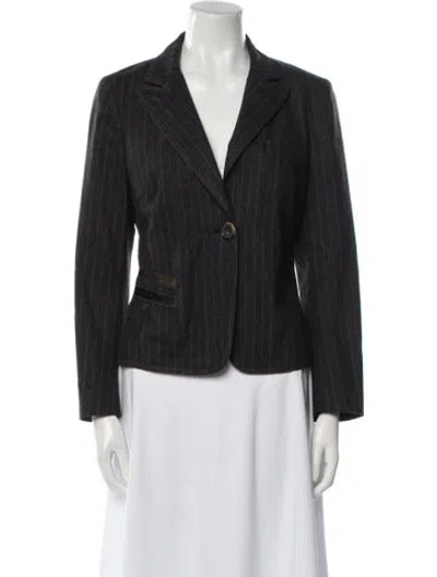 Pre-owned Brunello Cucinelli Virgin Wool Striped Blazer In Black