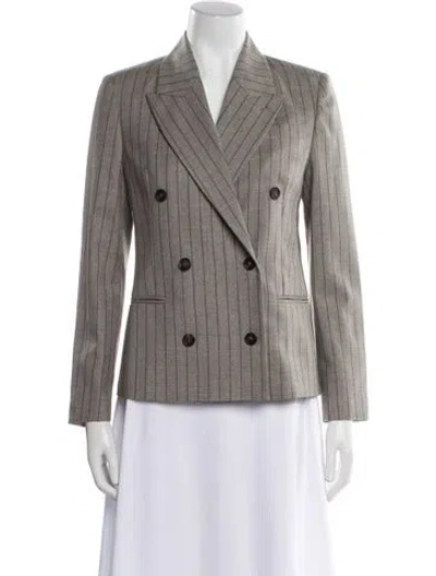 Pre-owned Brunello Cucinelli Virgin Wool Striped Blazer In Gray