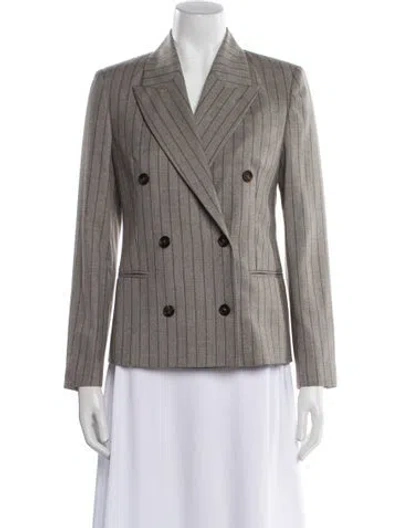 Pre-owned Brunello Cucinelli Virgin Wool Striped Blazer In Gray