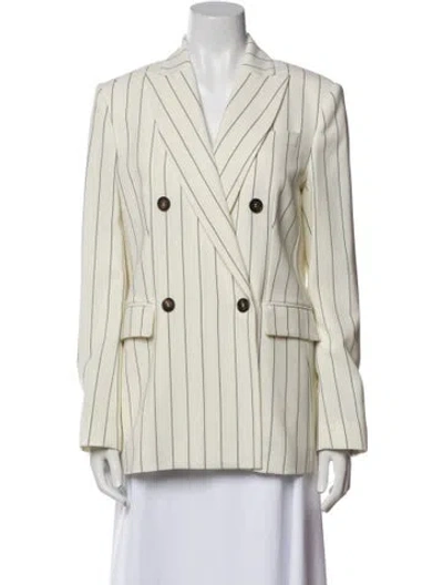 Pre-owned Brunello Cucinelli Virgin Wool Striped Blazer In Neutral