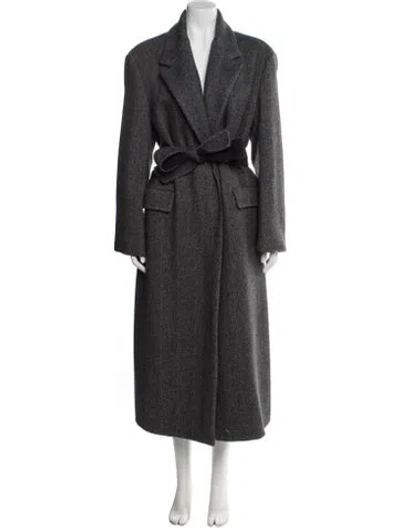 Pre-owned Brunello Cucinelli Virgin Wool Striped Coat In Gray