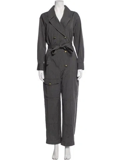 Pre-owned Brunello Cucinelli Virgin Wool Striped Jumpsuit In Grey