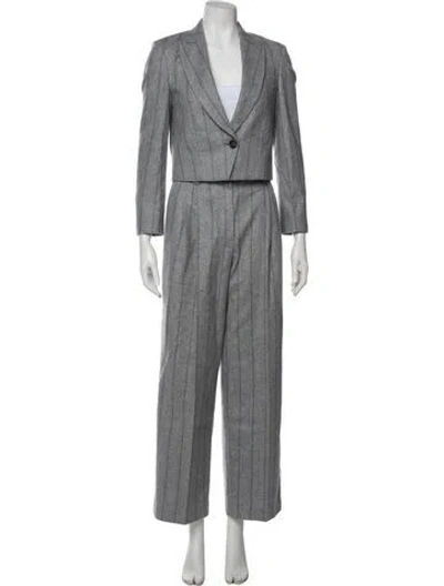 Pre-owned Brunello Cucinelli Virgin Wool Striped Pant Set In Gray