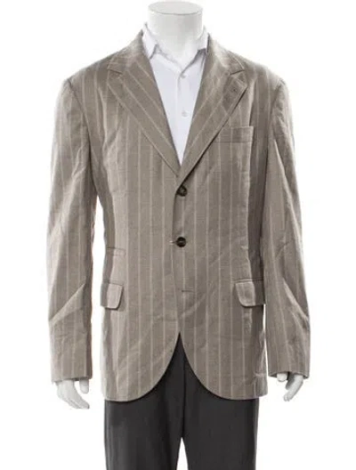 Pre-owned Brunello Cucinelli Virgin Wool Striped Sport Coat W/ Tags In Gray