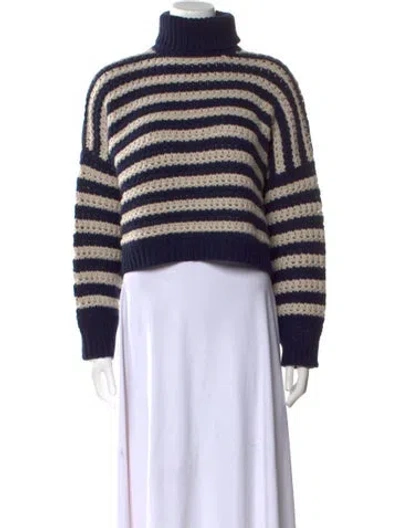 Pre-owned Brunello Cucinelli Virgin Wool Striped Sweater In Blue