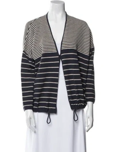 Pre-owned Brunello Cucinelli Virgin Wool Striped Sweater In Blue