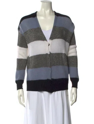 Pre-owned Brunello Cucinelli Virgin Wool Striped Sweater In Blue