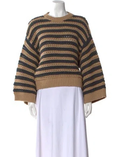 Pre-owned Brunello Cucinelli Virgin Wool Striped Sweater In Gray