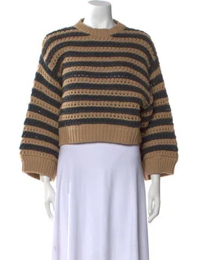 Pre-owned Brunello Cucinelli Virgin Wool Striped Sweater In Gray