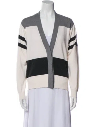 Pre-owned Brunello Cucinelli Virgin Wool Striped Sweater In Gray