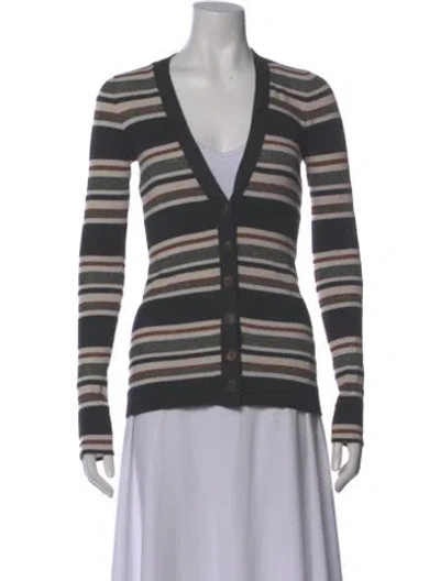 Pre-owned Brunello Cucinelli Virgin Wool Striped Sweater In Gray