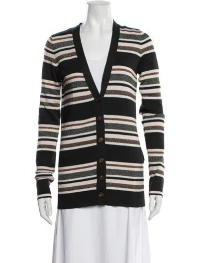 Pre-owned Brunello Cucinelli Virgin Wool Striped Sweater In Gray