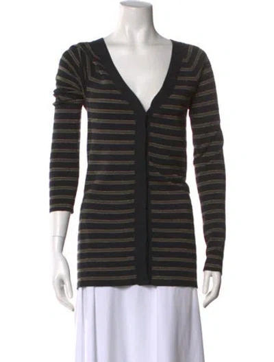 Pre-owned Brunello Cucinelli Virgin Wool Striped Sweater In Green