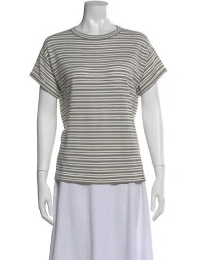 Pre-owned Brunello Cucinelli Virgin Wool Striped Sweater In Green