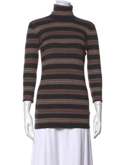 Pre-owned Brunello Cucinelli Virgin Wool Striped Sweater In Grey/metallic