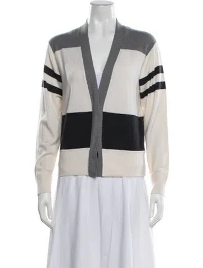 Pre-owned Brunello Cucinelli Virgin Wool Striped Sweater In Grey/neutrals