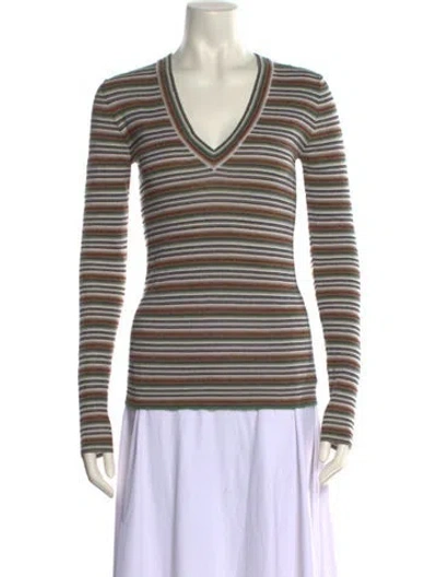 Pre-owned Brunello Cucinelli Virgin Wool Striped Sweater In Multi