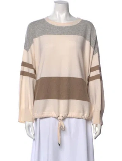 Pre-owned Brunello Cucinelli Virgin Wool Striped Sweater In Neutral